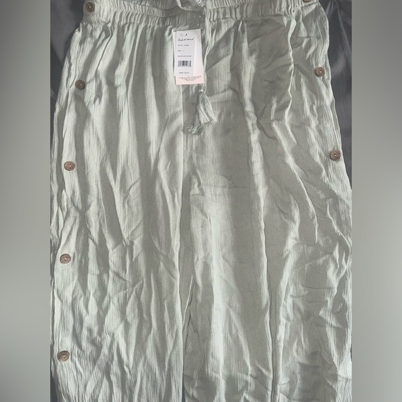 Flowy style green linen pants size L - Picture 1 of 6